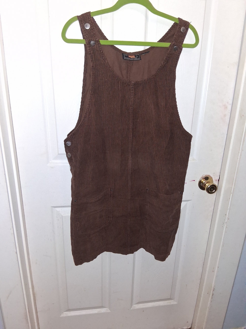 Brown Corduroy Pinafore Dress - Women